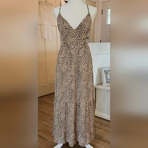 NWT'S- CUPSHE -Black & Tan Long, Flowy Animal Print Backless SunDress - Size M